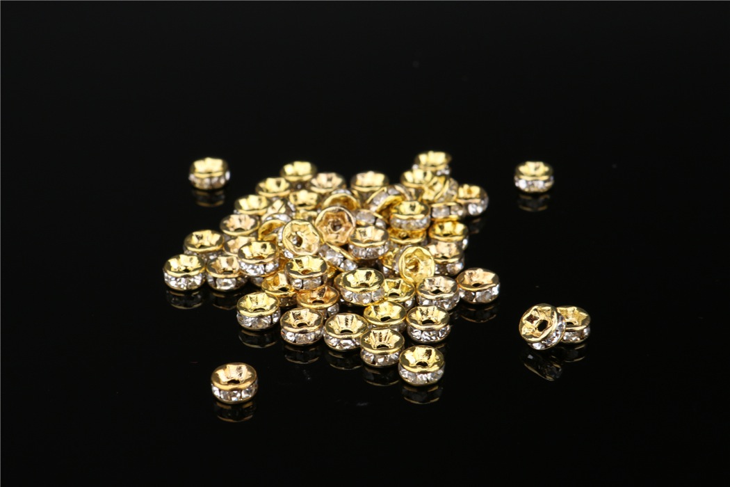 画像2: 平型 ロンデル ゴールド×クリア 1000個セット サイズ 4mm〜12mm アクセサリーパーツ 天然石 激安 スワロフスキー